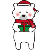 クリスマスプレゼントを持っている白クマ