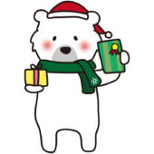 クリスマスプレゼントを2つ持っている白クマ