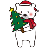 クリスマスツリーを用意する白クマ