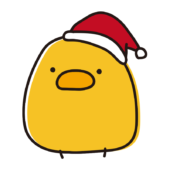 クリスマスの帽子をかぶるまんまるひよこ