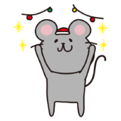 クリスマスの飾りつけをするねずみ