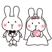 白いうさぎのウエディングドレスの結婚式