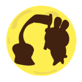 餅つきするうさぎの影が映った満月