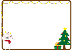 クリスマスの飾りつけをする白くまの枠（横）
