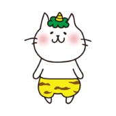 鬼の格好をしている白い猫2