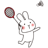 バドミントンをする白いうさぎ1