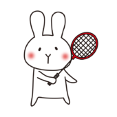 バドミントンをする白いうさぎ2