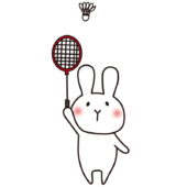 バドミントンをする白いうさぎ3