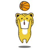 バスケでシュートをするチーター