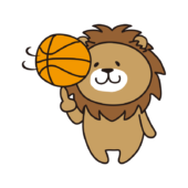バスケットボールを回すライオン
