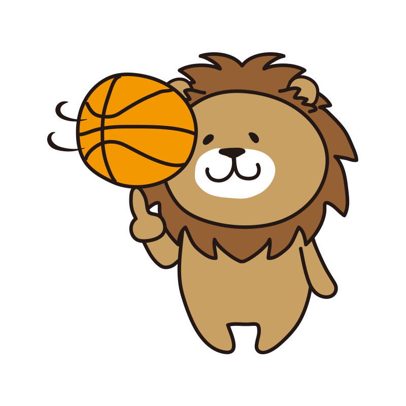 バスケットボールを回すライオン