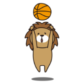 バスケでシュートをするライオン