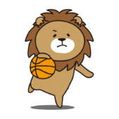 バスケでドリブルをするライオン2