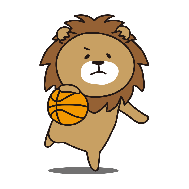 バスケでドリブルをするライオン2