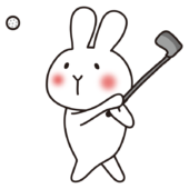 ゴルフをする白うさぎ1