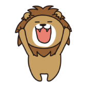 元気に両手をあげてガォーとするライオン