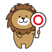丸を出しているライオン
