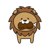 お肉を食べるライオン