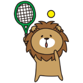 テニスのサーブをするライオン