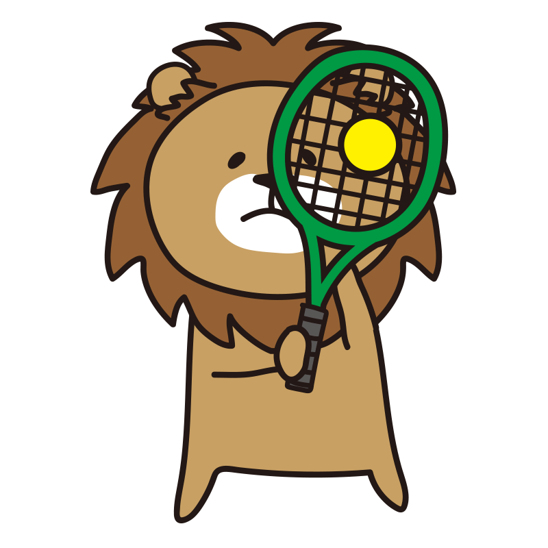 テニスのボレーをするライオン