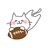 ラグビーでトライする白い猫