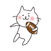 ラグビーをする白い猫2