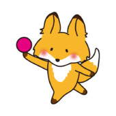 新体操でボールを使って踊るキツネ