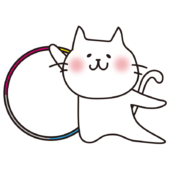 新体操でフープを使って踊る白い猫2