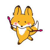 新体操でクラブを使って踊るキツネ