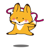 新体操でリボンを使って踊るキツネ1