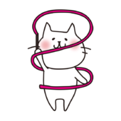 新体操でリボンを使って踊る白い猫2