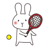 テニスをする白いうさぎ2