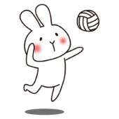 バレーをする白いうさぎ2