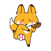 野球でボールを投げるキツネ