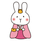 白うさぎの雛人形の三人官女（長柄銚子）