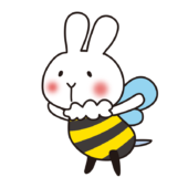 ミツバチの格好をしている白いうさぎ