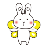 蝶々の格好をしている白いうさぎ