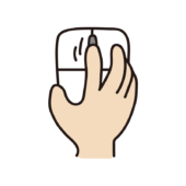 マウスのホイールを回す手