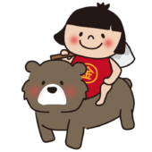 熊にまたがる金太郎