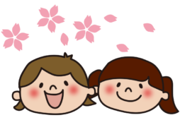 桜を見上げる子供たち1