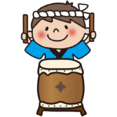 お祭りで太鼓をたたく子供（男の子4）