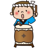お祭りで太鼓をたたく子供（男の子1）