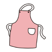 シンプルなピンク色のエプロン