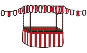 お祭りの提灯が飾られたやぐら