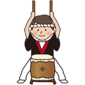 お祭りで太鼓をたたく男性2