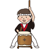 お祭りで太鼓をたたく男性1