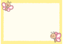 ピンク色の2匹の蝶々の枠（横）