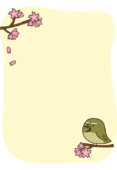 ウグイスと桜の枠（縦）