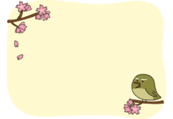 ウグイスと桜の枠（横）
