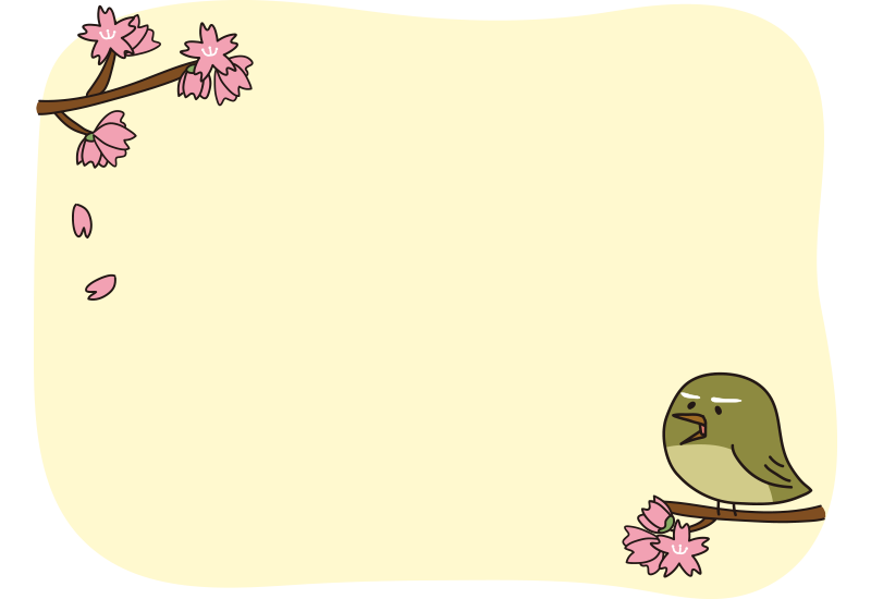 ウグイスと桜の枠（横）